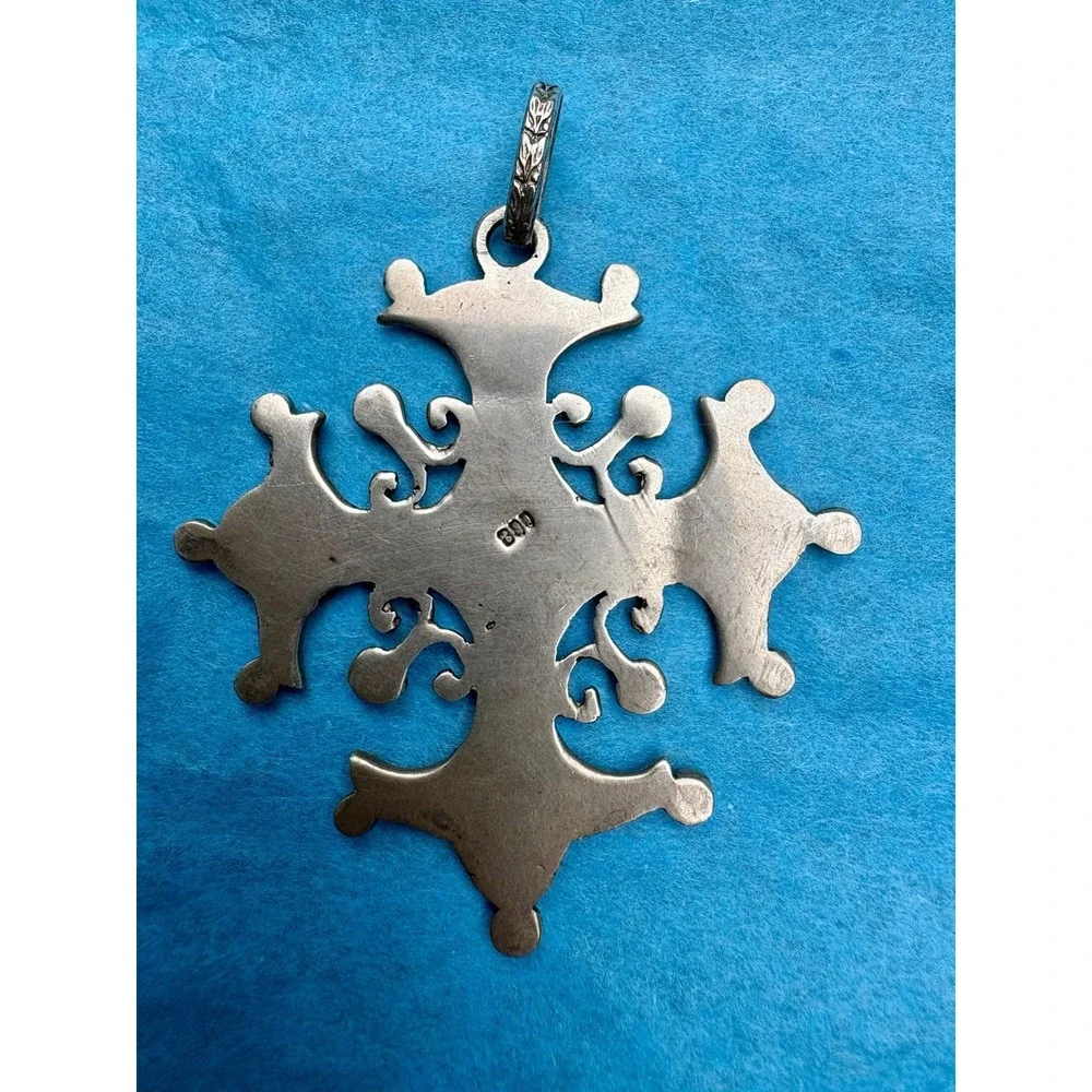 Antique Italian 800 Silver Peruzzi Style 11.42g Cross Pendant Gothic Religious